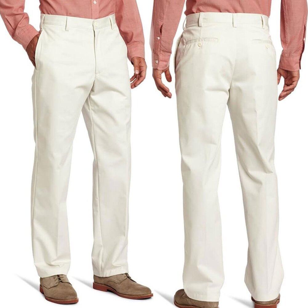 Izod Men's American Chino Pumice Flat Front Metrix Fit Pant -Size 40 x 27.5 -NWT
